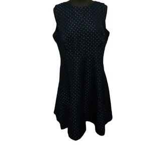 𝅺American Living  Black & Metallic Polka Dot Flared Dress size 16